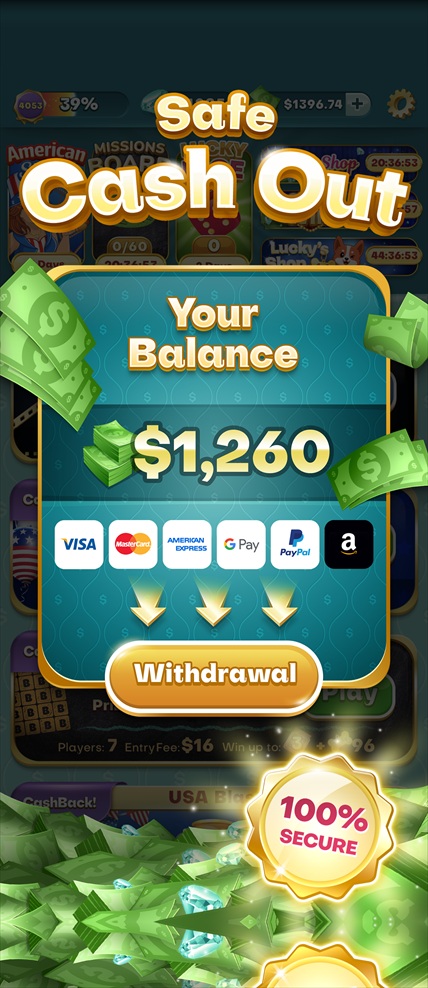 Safe cash out to PayPal, Visa and more