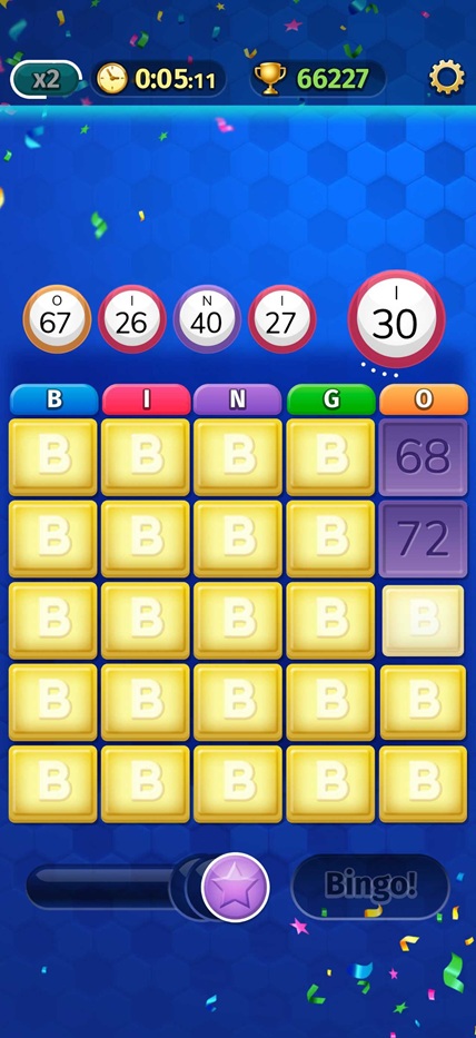 Bingo Bling gameplay, a winning card