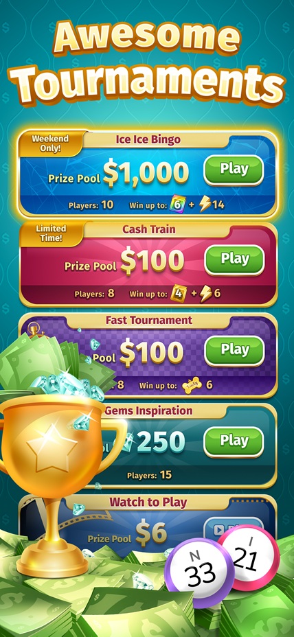 Awesome bingo tournaments with real prize pools